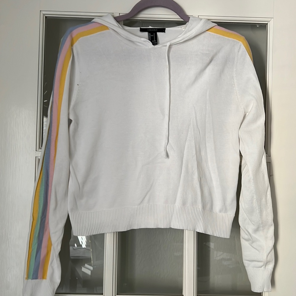 White cropped light hoodie